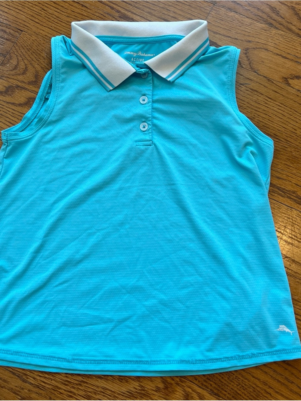 Tommy Bahama Kids Sleeveless Polo - Turquoise with White Collar